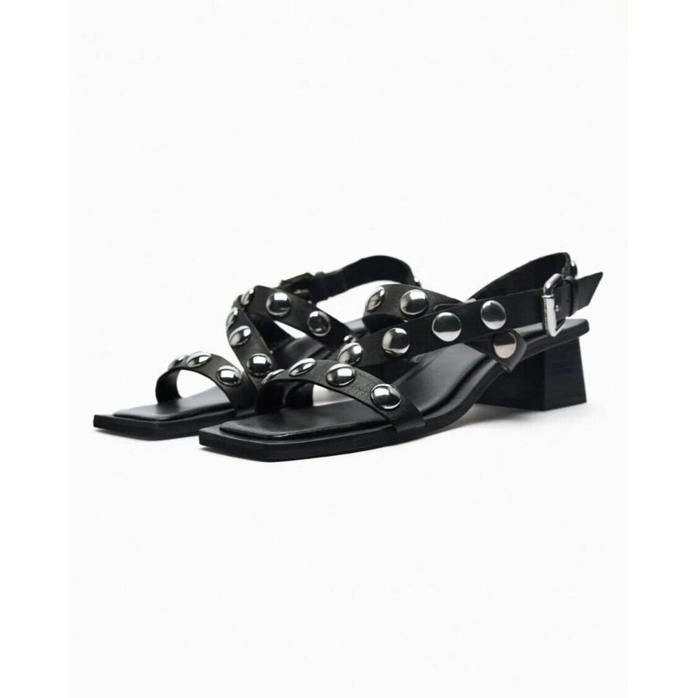 ZARA BLOCK HEEL LEATHER SANDALS SIZE EU 37/ 6.5 US